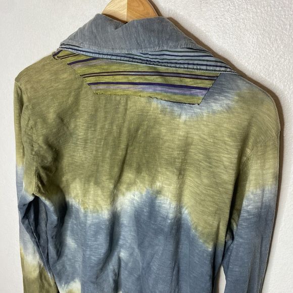 Custo Barcelona Long Sleeve Green Blue Collared Button Front Shirt Mens Medium - Picture 9 of 15